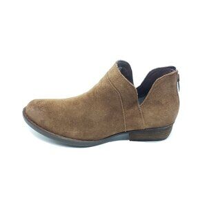 Born Shari II Womens Suede Ankle Booties Brown Back Zip Low Heel Size 8